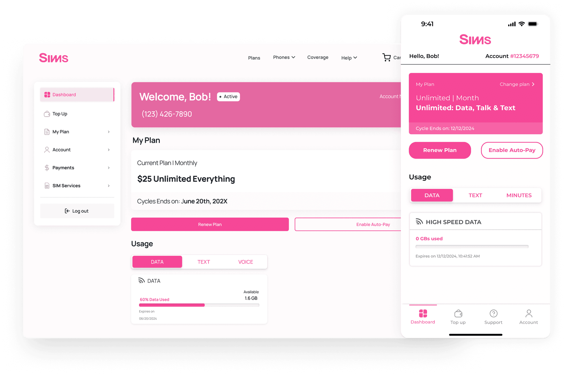 Account Management interface